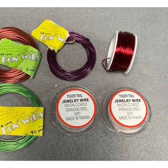 Assorted Jewelry Wire Set - Fun Wire & Tiger Tail - 18-32 Gauge - 9-15 Feet Each - Picture 4 of 10